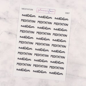 Meditation Scripts | Lettering Planner Stickers, Planning Scripts, Mixed Hand Lettered Fonts in Black (S087)