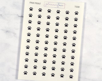 Paw Print Mini Icon Transparent Stickers | 66 Clear Planner Stickers, Functional Planning, Minimalist, Hobonichi, Clear Black (T008)