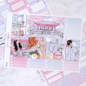 Kit settimanale Seoul Mini / Adesivi Anytime per pianificatori verticali, set decorativo e funzionale da 4 pagine per diari di pianificazione o di conservazione dei ricordi