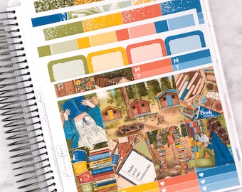 Book Camp Weekly Planner Sticker Kit: Functional & Decorative, Vertical Layout (7x9, B6, A5)