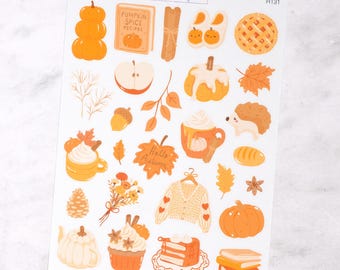 Pumpkin Spice Journaling Stickers: Autumn Scrapbook Illustrations