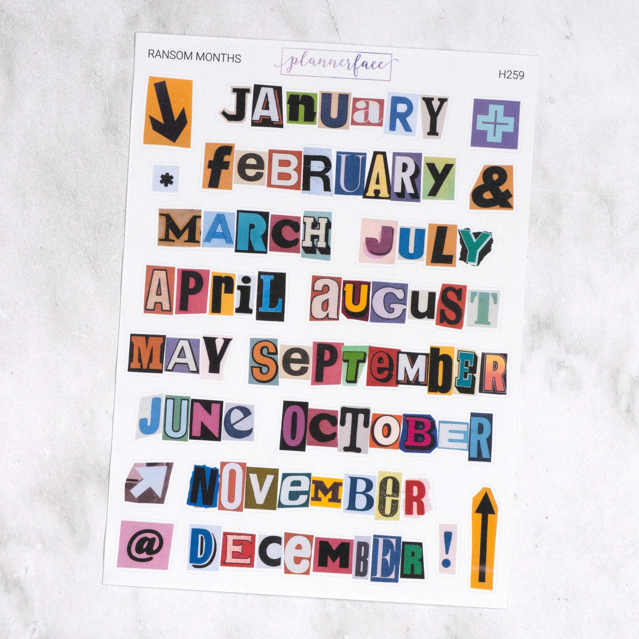 Ransom Note Month Journalling Stickers for Bullet Journals & Scrapbooks ...