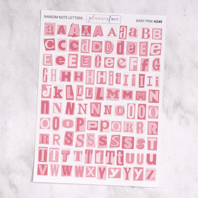 Pink Randsom Letters Multicoloured Ransom Letter Journalling Stickers, Scrapbook Alphabet ...