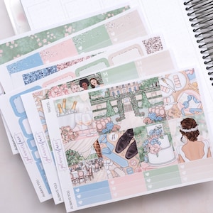 Kit hebdomadaire d'autocollants pastels Always You pour agenda de mariage pour agendas verticaux de 1,5 pouce (7 x 9, B6, A5) Autocollants fonctionnels et décoratifs - SVK