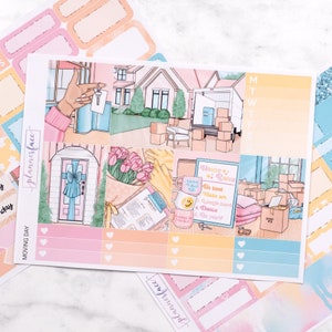 Mini-weekpakket voor verhuisdagen | Stickers voor verticale planners, decoratieve en functionele set van 3+ pagina's voor organisatie of geheugenbehoud