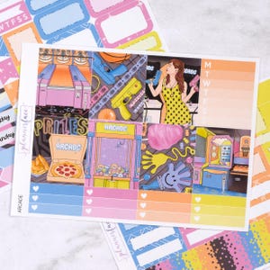 Kit settimanale Arcade Mini / Adesivi da gioco per pianificatori verticali, set decorativo e funzionale da 4 pagine per la pianificazione o la conservazione dei ricordi