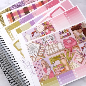 Kit d'autocollants hebdomadaires Crafty pour aménagement vertical (7 x 9, B6 A5) | 7 pages d'autocollants fonctionnels et décoratifs pour agenda, journal pour garder des souvenirs