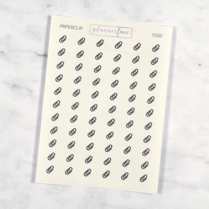 Clipe de papel mini ícone adesivos transparentes | 66 adesivos de planejador transparente, planejamento funcional, minimalista, Hobonichi, preto transparente (T020)