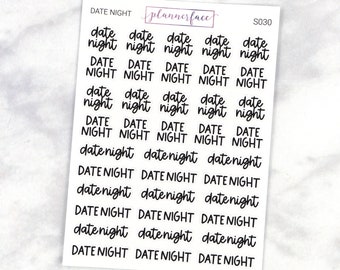 Date Night Scripts | Lettering Planner Stickers, Planning Scripts, Mixed Hand Lettered Fonts in Black (S030)