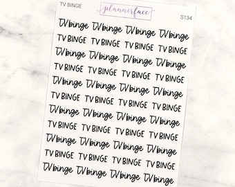 TV Binge Scripts | Lettering Planner Stickers, Planning Scripts, Mixed Hand Lettered Fonts in Black (S134)