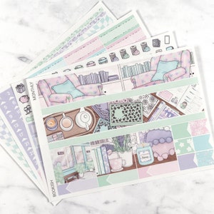 Kit mensile Bookish / Kit adesivi mensili di lettura da utilizzare con i planner verticali, kit di distribuzione mensile verticale standard, vista mensile