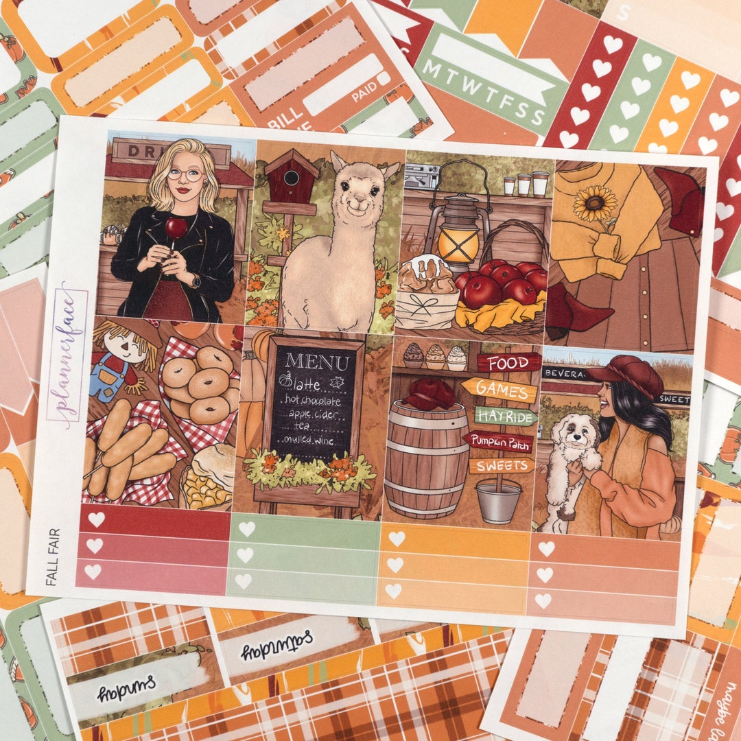 Fall Fair Weekly Planner Sticker Kit for Vertical Planning 6 Pages ...