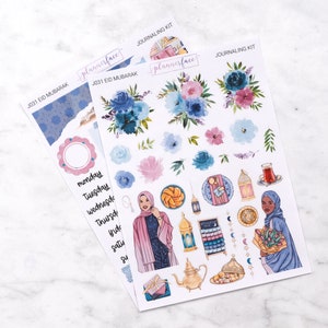 Eid Mubarak Journaling Kit für Bullet Journals & Notizbücher, Scrapbooking Sticker Set, tägliche Planer Dekoration Bundle mit Blumen Deko