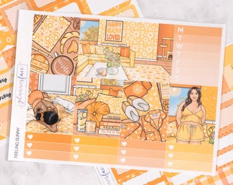 Feeling Sunny Mini Weekly Kit | Summer Stickers for Vertical Planners, 4+ Page Decorative & Functional Set for Planning or Memory Keeping