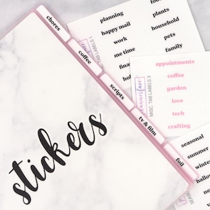 Tab Labels for Album Dividers | Sticker Organisation, Sticker Storage, Planning Organization, Reusable Album, Plannerface
