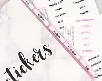 Tab Labels for Album Dividers | Sticker Organisation, Sticker Storage, Planning Organization, Reusable Album, Plannerface
