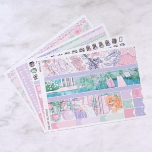 Kit mensile Dreamy Blossom / Kit di adesivi mensili primaverili da utilizzare con i planner verticali, kit di distribuzione mensile verticale standard per ECLP