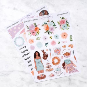 Ostersonntag Journaling Kit für Bullet Journals & Notizbücher, Scrapbooking Aufkleber Set, tägliche Planer Dekoration Bundle mit Blumen Deco