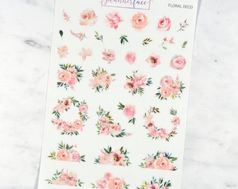 Blush Floral Deco | Multicolour Layering Decorative Floral Stickers for Vertical Planners (M128)