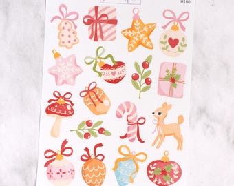 Christmas Ornament Journaling Stickers: Xmas Scrapbook Illustrations