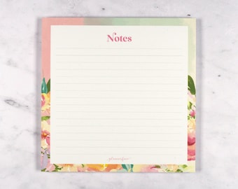 Square Lined Notepad | To do list, Memo pad, Floral stationery, Grocery list notepad, Desk pad, Mother's day gift, Jotter pad, Student gift