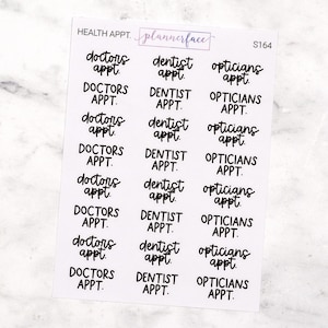 Scripts de rendez-vous santé | Stickers agenda lettrage, polices d'écriture manuscrite en noir