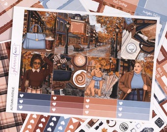 Autumn Avenue Weekly Sticker Kit for Vertical Planning (7x9, B6 A5) | 7+ Pages of Functional & Decorative Planner Stickers, Memory Keeping