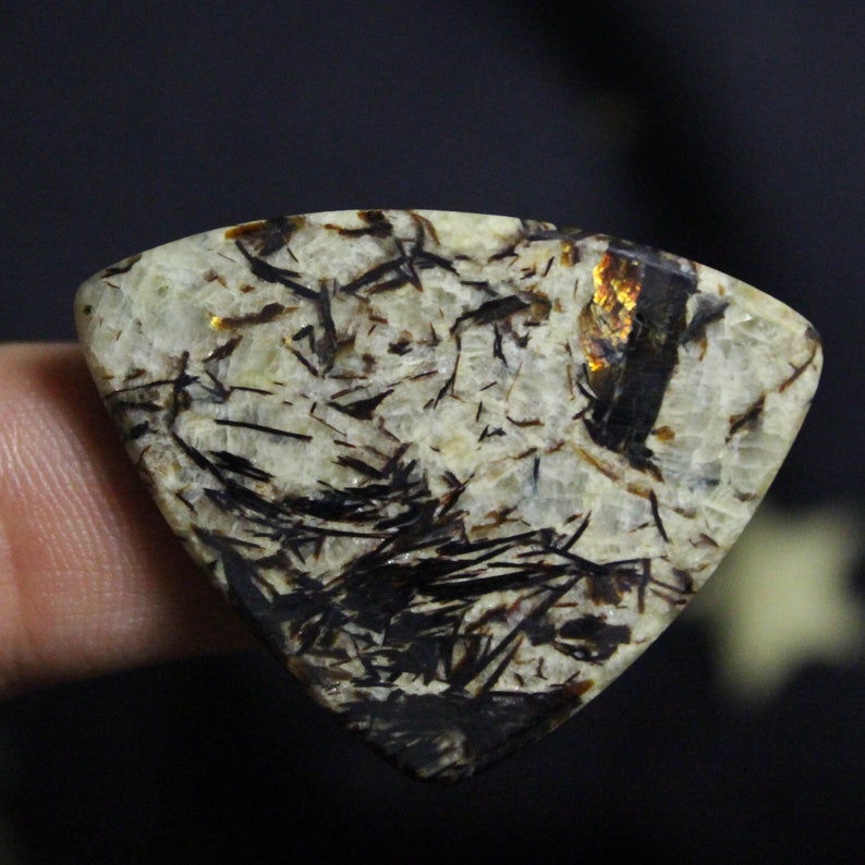 Rare Astrophyllite Cabochon Top quality Handmade Russian Astrophyllite gold cabochon Petroglyph Rare gemstone 43x35x29mm natural stone
