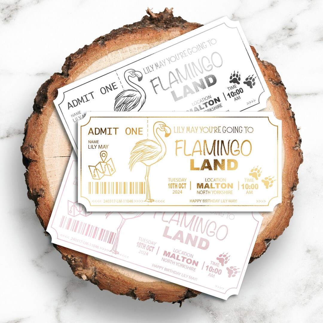 THEME PARK Flamingo Land Ticket Trip Gift Personalised - Etsy