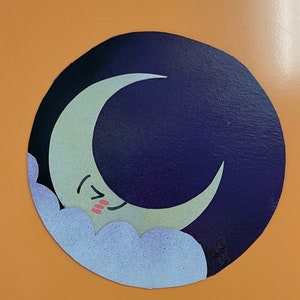 cute sleepy crescent moon two