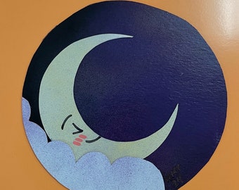 cute sleepy crescent moon two