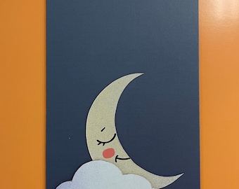 cute sleepy crescent moon three