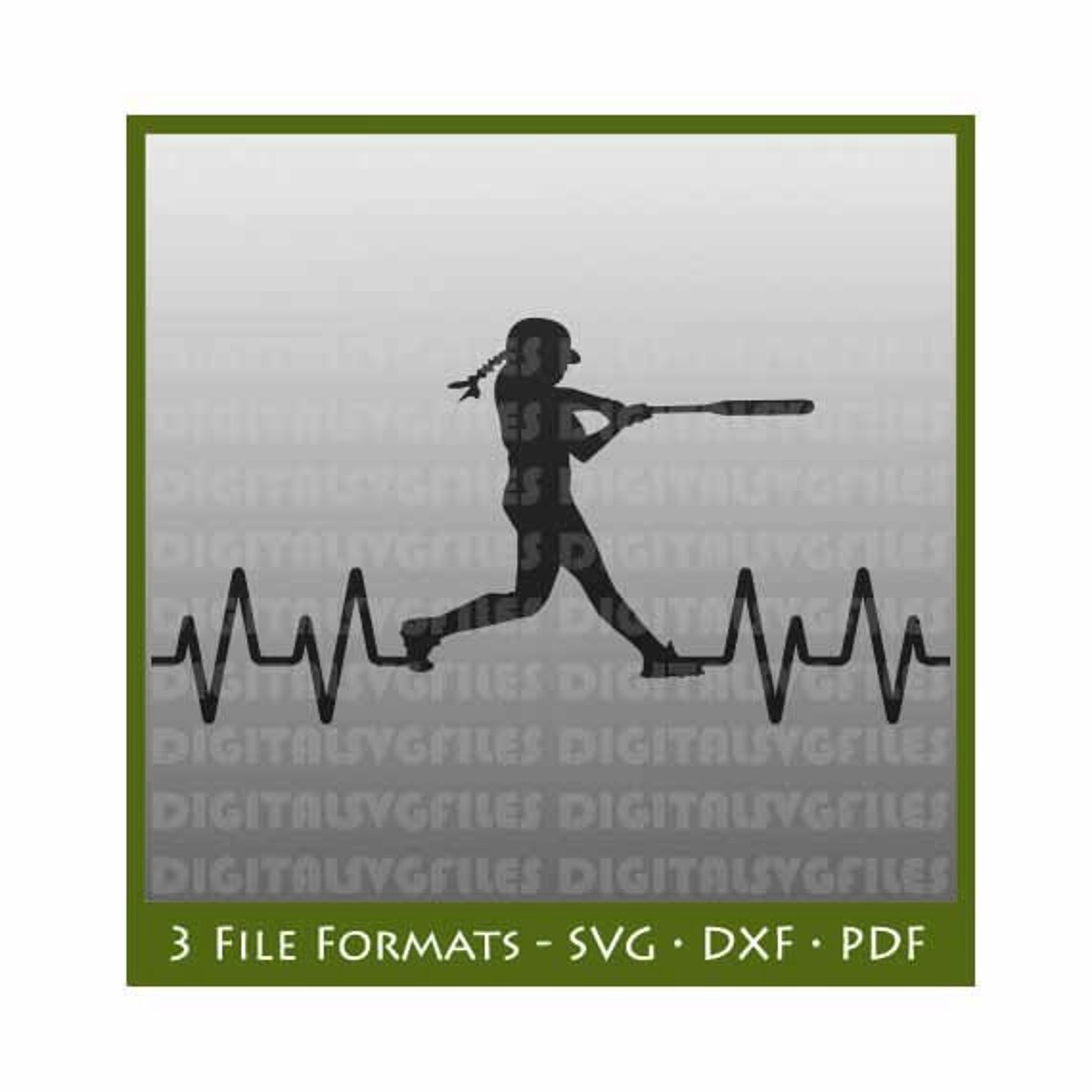 Softball Batter Heartbeat SVG FileSoftball EKG SVG File Etsy