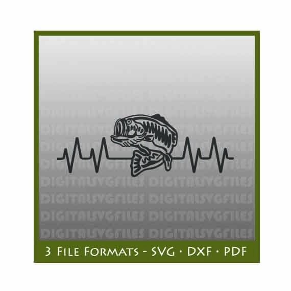 Download Heartbeat Bass Fishing Ekg Heartbeat Bass Fishing Svg Bass Etsy