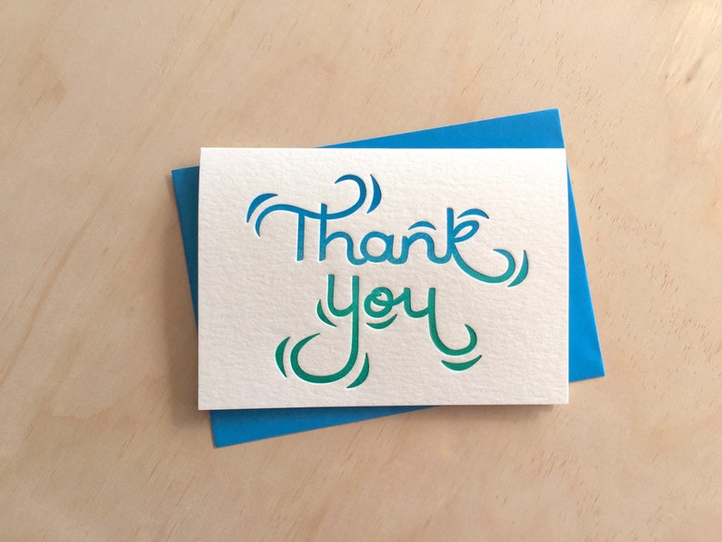 Thank You Card Letterpress Thank You Cards Favour Cards Etsy