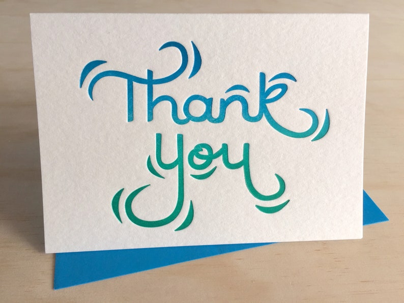 Thank You Card Letterpress Thank You Cards Favour Cards Etsy