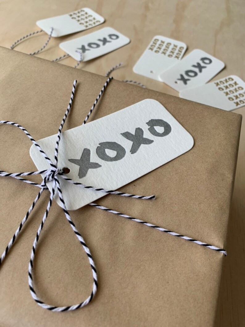 Letterpress Gift Tag Set XOXO Gift Tags Gold and Silver Gift Etsy