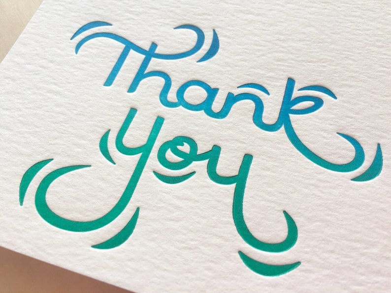 Thank You Card Letterpress Thank You Cards Favour Cards Etsy