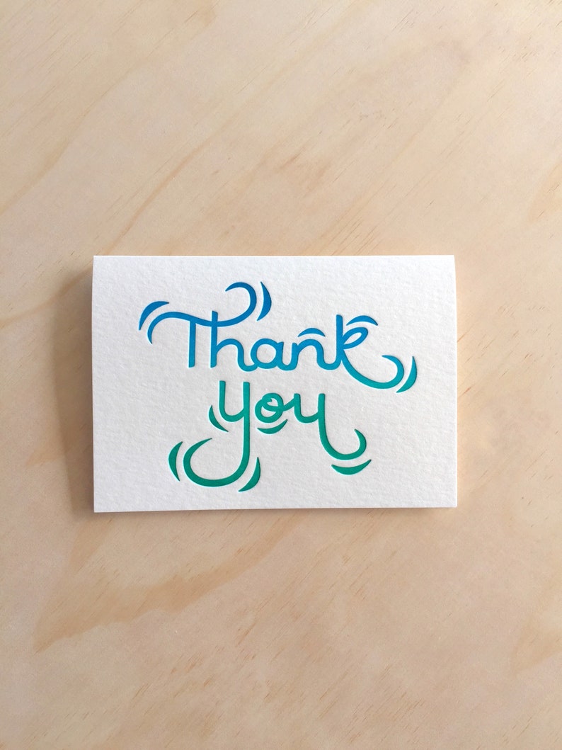 Thank You Card Letterpress Thank You Cards Favour Cards Etsy
