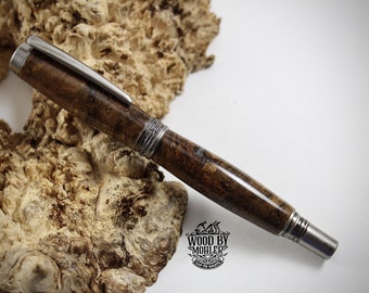Gunmetal Rollester banksia pod pen with green resin