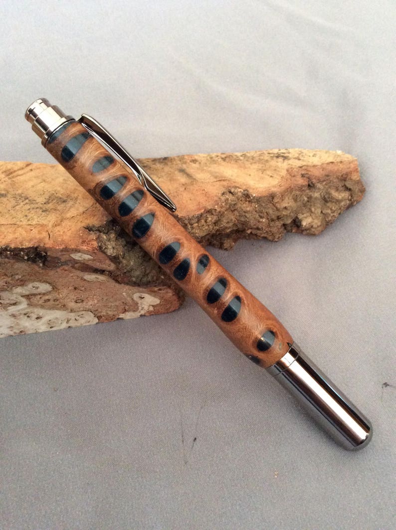 Gunmetal Rollester banksia pod pen with green resin