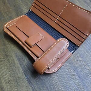 Handmade Leather Long Woman Wallet / Personalized Leather Woman Wallet / Black Leather Bifold Wallet / MG1277