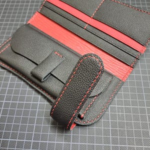 Handmade Leather Long Woman Wallet / Personalized Leather Woman Wallet / Black Leather Bifold Wallet / MG1289