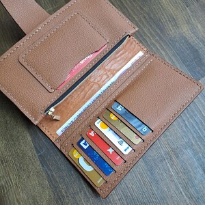 Handgefertigte Leder Lange Brieftasche für Frauen / Personalisierte Leder Frauen Brieftasche / Braune Leder Bifold Brieftasche / MG1285