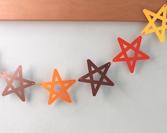 Otoño Pentagrama Guirnalda / Star Bunting / Pagan / Wiccan / Star Banner / Equinoccio de Otoño / Cosecha / Acción de Gracias / Mabon / Rueda del Año