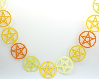 Verano Solsticio Guirnal / Pentagrama Pentagrama Garland / Pagan / Wiccan / Verano / Litha / Festival de Verano / Rueda del Año / Bruja