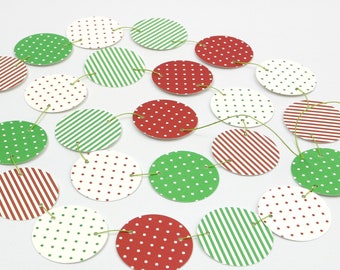 Guirnalda de Navidad, Bandera de Navidad, Decoración de Navidad, Fiesta de Navidad, Bunting de Navidad, Navidad Tradicional, Rojo, Verde, Polka Dot