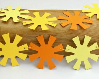 Guirnalda de solsticio de verano / Banderines de sol / Boda de verano / Guirnalda de sol / Pancarta de sol / Decoración de fiesta de verano / Festival de verano