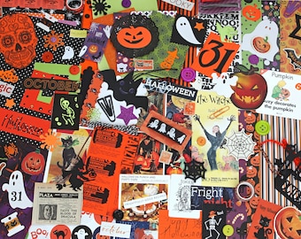 Bright Halloween Scrapbook Junk Journal Craft & Ephemera Pack / Regalo de Halloween / Manualidades de Halloween / Suministros de álbum de recortes / Ephemera vintage