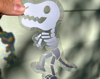 Łapacz słońca w kształcie skamieniałości dinozaura | Holograficzna tęcza, wielokrotnego użytku i do ponownego przyklejenia